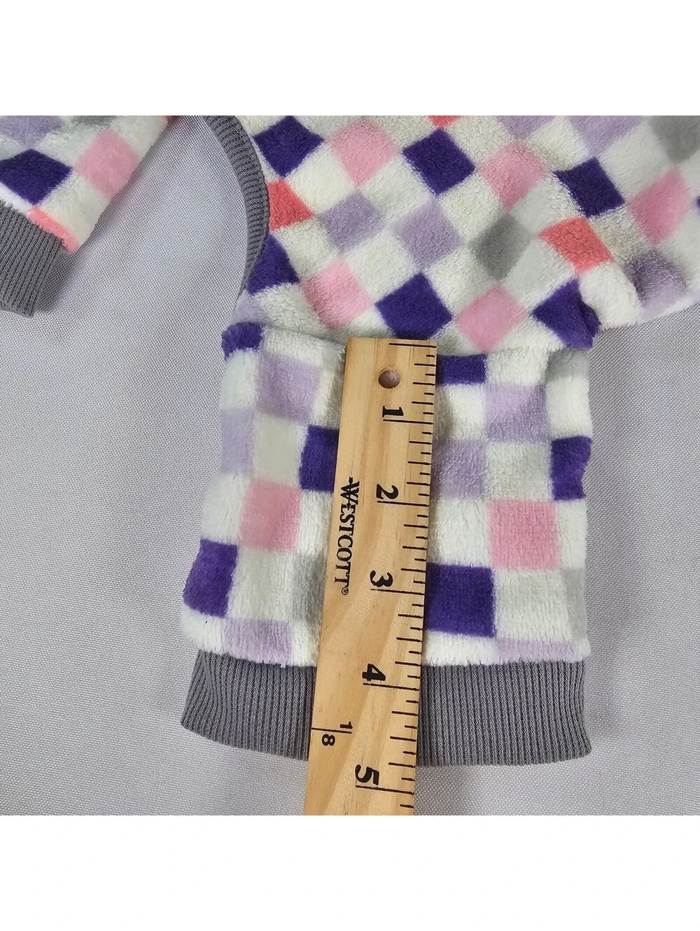 Love Your Pet Fleece Dog Pajamas Checkered Purple Pink White Grey NWT Small